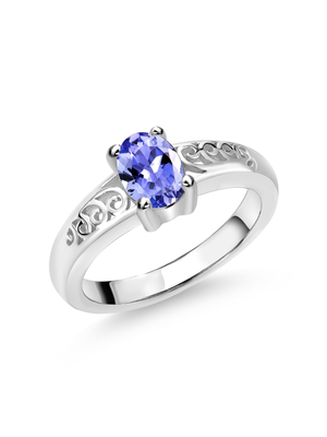 Natürliches 2 ct-Kissen schnitt Tanzanite-Cocktail-Ring in Weißgold Sterling Silver-Verpflichtungs-Ring Ins 18K