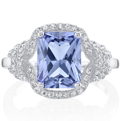 Natürliches 2 ct-Kissen schnitt Tanzanite-Cocktail-Ring in Weißgold Sterling Silver-Verpflichtungs-Ring Ins 18K