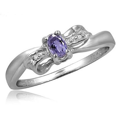 0,25 Karat Tanzanite 0,925 Sterling Silver Ring Jewelry mit weißer CZ – Edelstein-Ringe mit Hypoallergenic