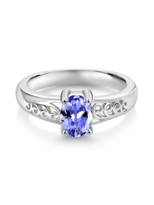 0,25 Karat Tanzanite 0,925 Sterling Silver Ring Jewelry mit weißer CZ – Edelstein-Ringe mit Hypoallergenic