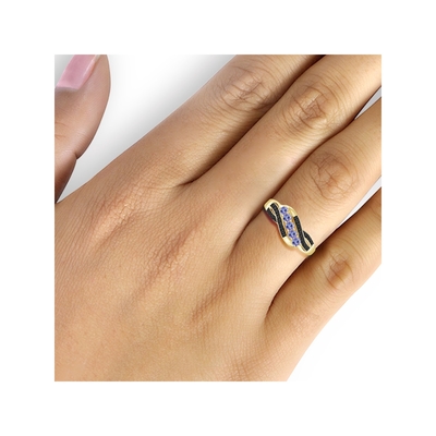 1 Karat Tanzanite und Akzent weiße CZ Sterling Silver Engagement Ring