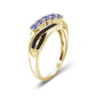 1 Karat Tanzanite und Akzent weiße CZ Sterling Silver Engagement Ring