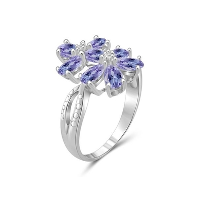 1 Karat Tanzanite und Akzent weiße CZ Sterling Silver Engagement Ring