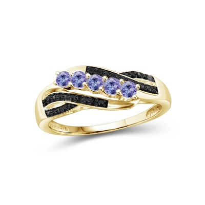 1 Karat Tanzanite und Akzent weiße CZ Sterling Silver Engagement Ring