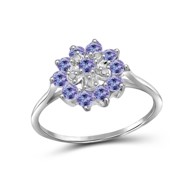 Niederlassungs-Blumen-Entwurfs-Juweliere schlagen Tanzanite-Ring Sterling Silver Ring Jewelry mit weißem CZ-Akzent mit einer Keule