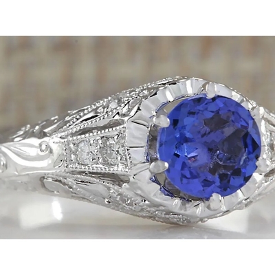 Natürlicher simulierter Tanzanite-Ring in Sterling Silver - Artsy alternativer Verlobungsring - handgemachter Ehering