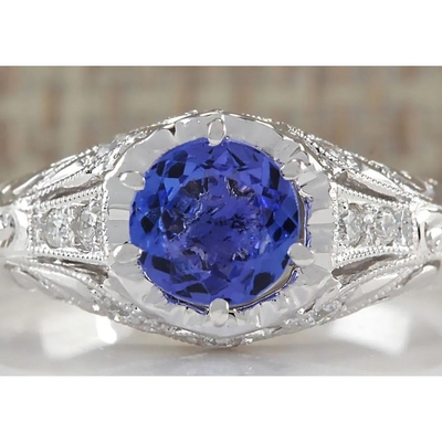Natürlicher simulierter Tanzanite-Ring in Sterling Silver - Artsy alternativer Verlobungsring - handgemachter Ehering