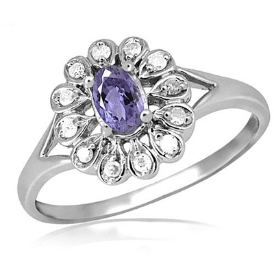 Juweliere schlagen 1/4 Akzent Sterling Silver Ring des Karat-T.G.W. Tanzanite And White CZ mit einer Keule