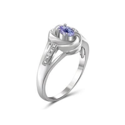 Zinke 1,25 des Karat-4 eiförmiges natürliches Tanzanite und Akzent weiße CZ Sterling Silver Ring