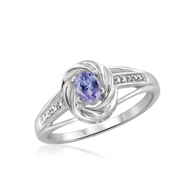 Zinke 1,25 des Karat-4 eiförmiges natürliches Tanzanite und Akzent weiße CZ Sterling Silver Ring