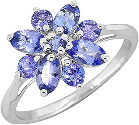 0,25 Karat Tanzanite mit Sterling Silver Ring Jewelry mit weißem CZ-Akzent