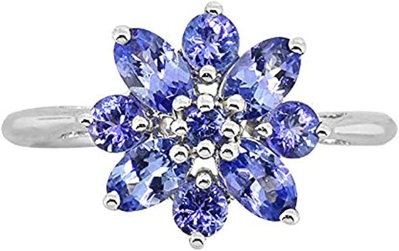 0,25 Karat Tanzanite mit Sterling Silver Ring Jewelry mit weißem CZ-Akzent