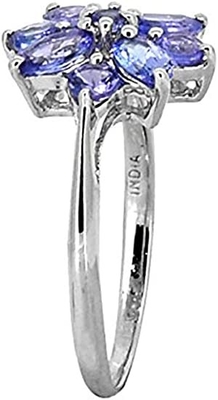 0,25 Karat Tanzanite mit Sterling Silver Ring Jewelry mit weißem CZ-Akzent