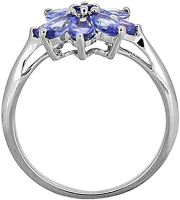 0,25 Karat Tanzanite mit Sterling Silver Ring Jewelry mit weißem CZ-Akzent