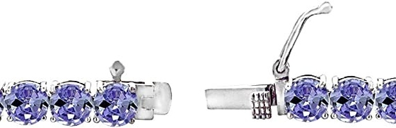 24,70 CTW natürliches Tanzanite und CZ-Armband im festen Weißgold 14K
