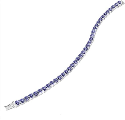 24,70 CTW natürliches Tanzanite und CZ-Armband im festen Weißgold 14K