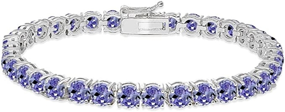 24,70 CTW natürliches Tanzanite und CZ-Armband im festen Weißgold 14K