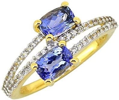 6,02 natürliches blaues Tanzanite festes Weißgold CTW Ring-18K