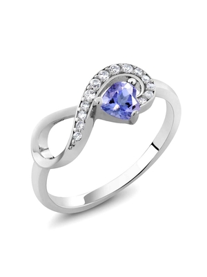 6,02 natürliches blaues Tanzanite festes Weißgold CTW Ring-18K