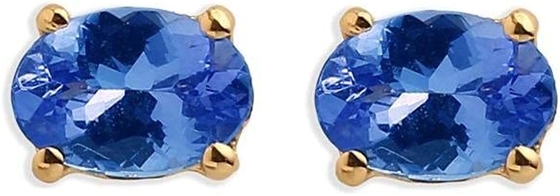 Oval des Weißgold-14k echte natürliche Tanzanite-Ohrringe mit CZ