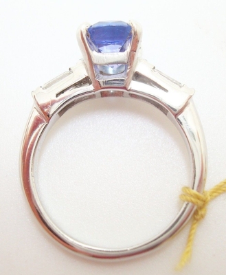 Oval des Weißgold-14k echter natürlicher Tanzanite-Ring mit CZ