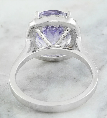 6,02 natürliches blaues Tanzanite festes Weißgold CTW Ring-18K