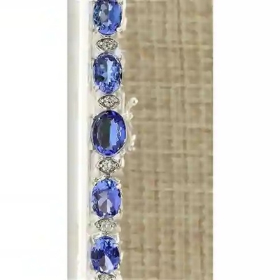 11,80 CTW natürliches Tanzanite und CZ-Armband im festen Weißgold 14k