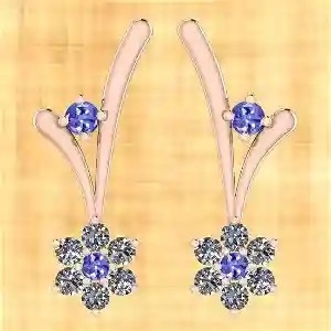 7,82 CTW natürliches Tanzanite und Körper-gelbes Gold CZ-Ohrring-14K