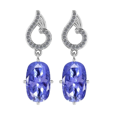 7,82 CTW natürliches Tanzanite und Körper-gelbes Gold CZ-Ohrring-14K