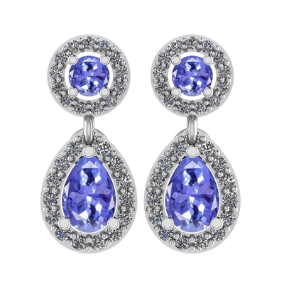 7,82 CTW natürliches Tanzanite und Körper-gelbes Gold CZ-Ohrring-14K