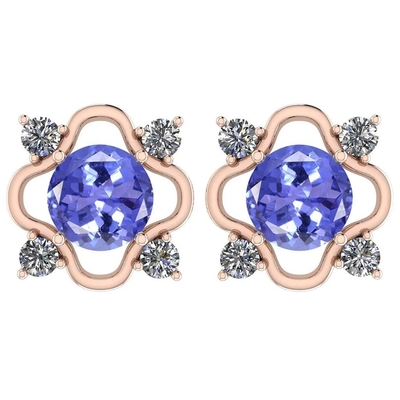 7,82 CTW natürliches Tanzanite und Körper-gelbes Gold CZ-Ohrring-14K
