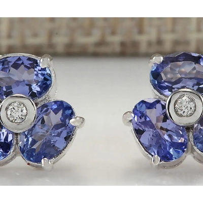 0,5 Ring Sterling Silver Ring Jewelry Karat-Niederlassungs-Blumen-Entwurf JewelersClub Tanzanite mit weißem CZ-Akzent