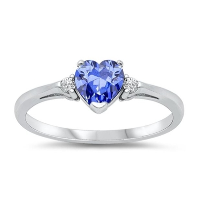 Karat Tanzanite 0,925 weißer CZ Akzent Sterling Silver Ring Jewelry Withs