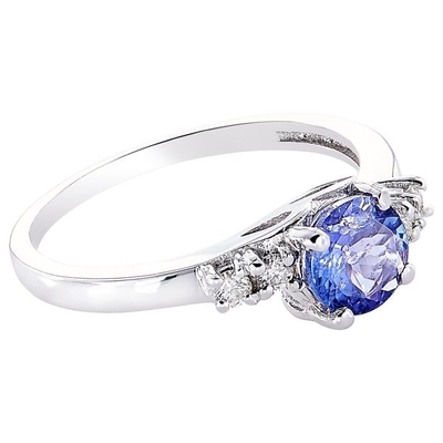 Ring Sterling Silver Ring Jewelry Blumen-Entwurf JewelersClub Tanzanite mit weißem CZ-Akzent