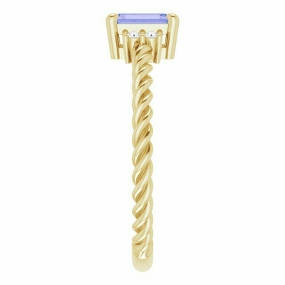 Seil-Verpflichtungs-Ring Ins 14K Tanzanite 0.06CTW gelbes Gold