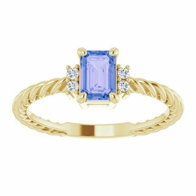 Seil-Verpflichtungs-Ring Ins 14K Tanzanite 0.06CTW gelbes Gold