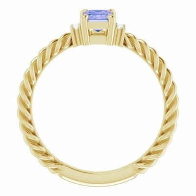 Seil-Verpflichtungs-Ring Ins 14K Tanzanite 0.06CTW gelbes Gold