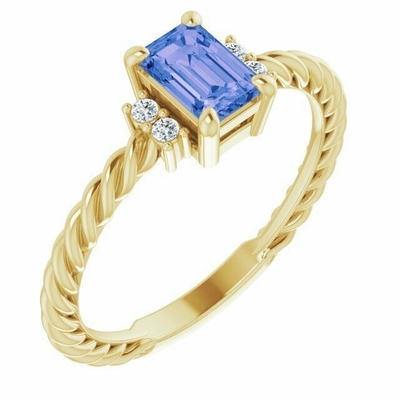 Karat Tanzanite 0,925 weißer CZ Akzent Sterling Silver Ring Jewelry Withs