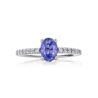 des 4mm Prinzessin-Cut Natural Tanzanite Weißgold Verlobungsring-14k