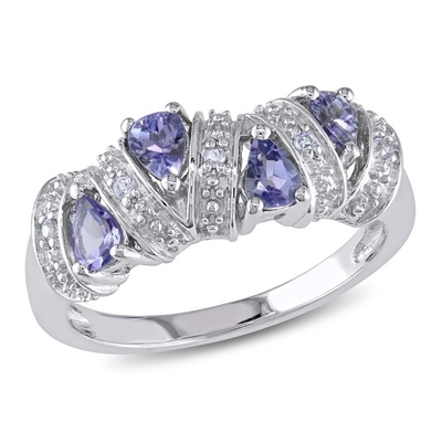 Mit 925 Sterling Silver Rhodium Tanzanite Engagement dem Ring
