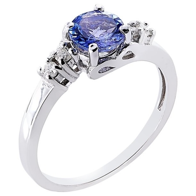 Karat Tanzanite 0,925 weißer CZ Akzent Sterling Silver Ring Jewelry Withs