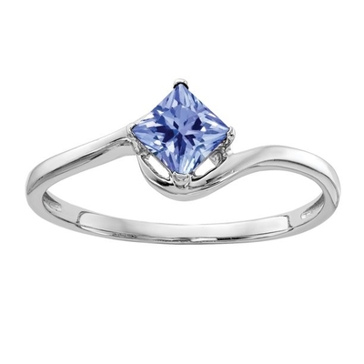 des 4mm Prinzessin-Cut Natural Tanzanite Weißgold Verlobungsring-14k