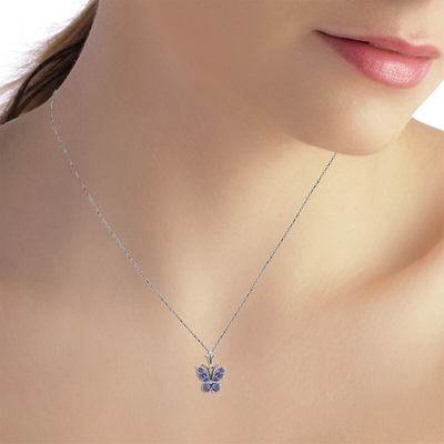 Patience hängende natürliche Tanzanite Halskette Angara für Frauen-Mädchen 14K