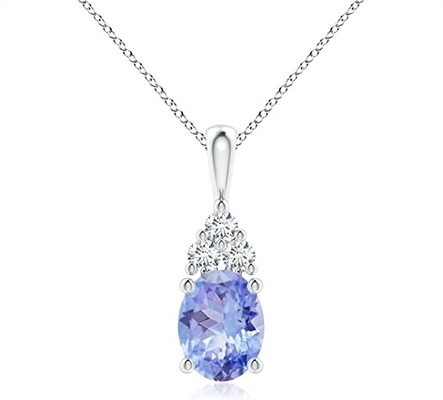 des gediegenen Golds 14K natürliche Tanzanite Patience-hängende Halskette Angara für Frauen-Mädchen