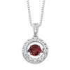 Natürlicher Garnet Ruby Necklace 1/15 ct TW CZ 14K zwei Tone Gold
