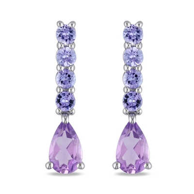 2,46 Ct. T.W. And 1/10 Ct. Leverback-Ohrringe Amethyst T.W. CZ in Sterling Silver