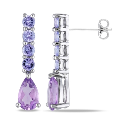 Amethyst u. Diamond Drop Earrings Ohrgehänge im Gold9ct für Frauen