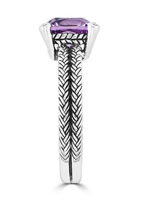 Amethyst-mit Filigran geschmückter Ring    Etwas Steine mit 4K Weißgold, Amethyst .20cttw
