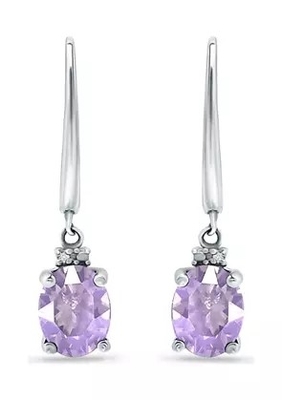 2,46 Ct. T.W. And 1/10 Ct. Leverback-Ohrringe Amethyst T.W. CZ in Sterling Silver