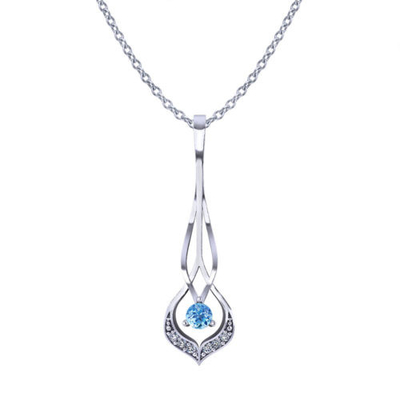 Aquamarine Weißgold-Halsketten-Birne CZ 14k formen 6x9mm Diamanten 10cttw